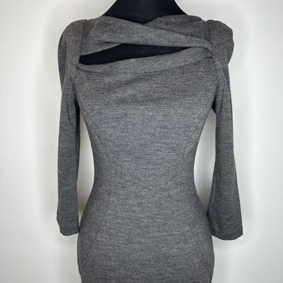 Diane Von Furstenberg Slashed Arita Mini Dress Heather Gray Womens Size XXS Work - Picture 8 of 13